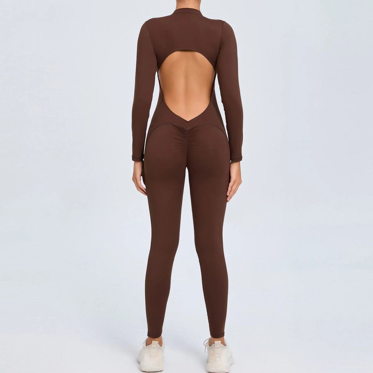 Hearuisavy Summer V Back Sports Jumpsuit Yoga Clothes Rompers Women Long Sleeveles Workout Bodysuits Backless One-piece Suit