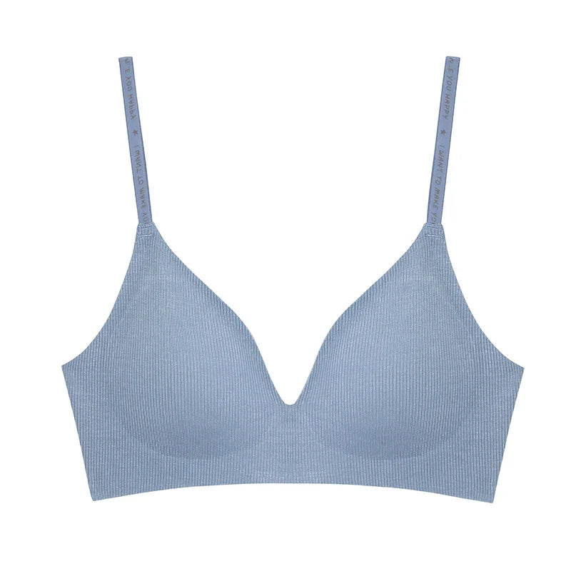 Deep V Knitting Bra Women Wireless Bras Sexy Padded Bralette Ladies Comfortable Brassiere Female Soft Underwear 6 Colors 2023