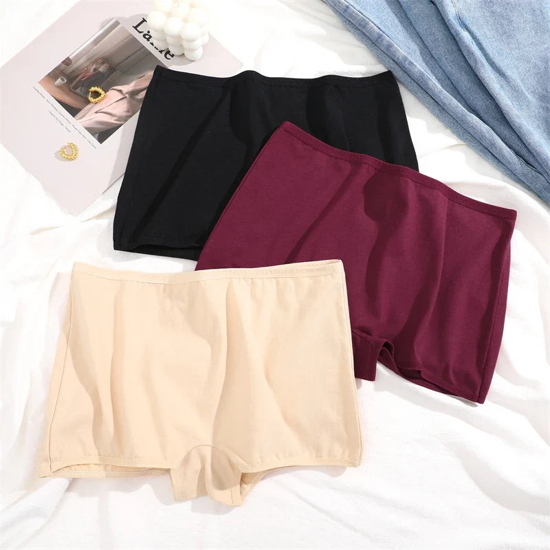 5Pcs Women's Cotton Underwear Boxers Seamless Sports Panties Female Solid Color Briefs Cozy Lingerie Intimate Underpants XS-XL