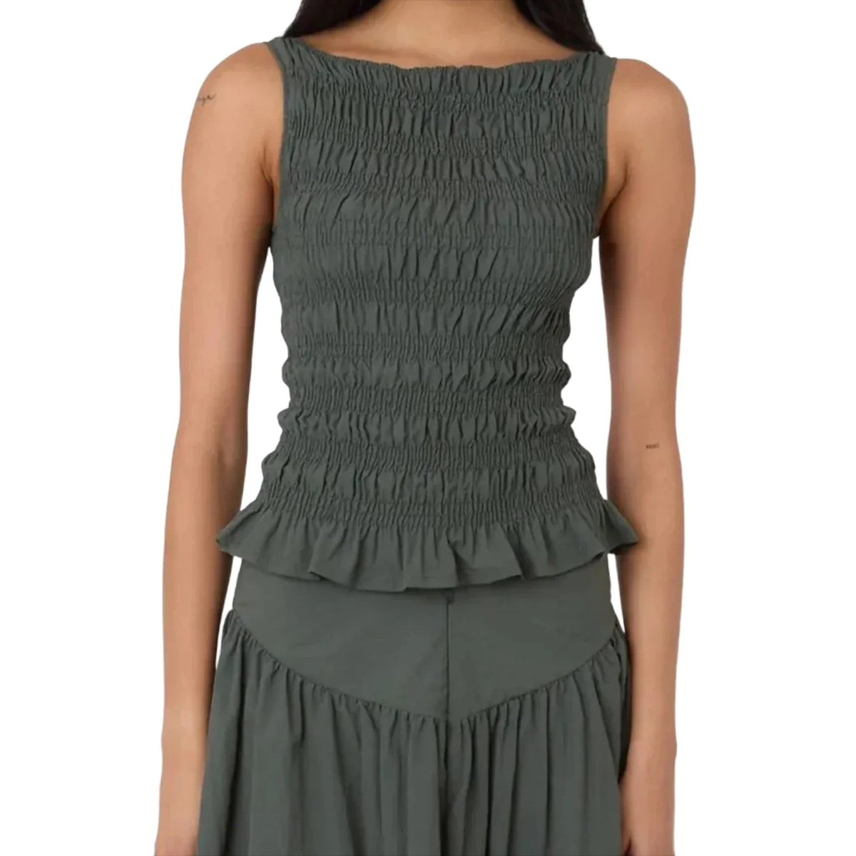 Women Tank Tops Solid Color Ruched Casual Vests Summer Fashion Sleeveless Tops Streetwear