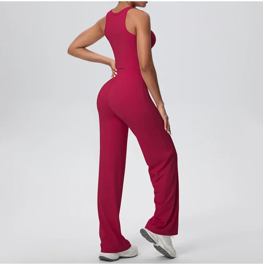 2PCS Yoga Set Women Tracksuit Nude Feeling Workout Sets Gym Clothes Push Up Fitness Running Sportswear Sport Straight tank suit