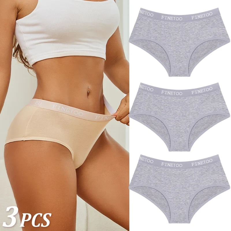 3Pcs Women's Cotton Briefs Letter Belt Underwear Women Panties Sexy Breathable Briefs Female Stretch Ladies Soft Lingerie