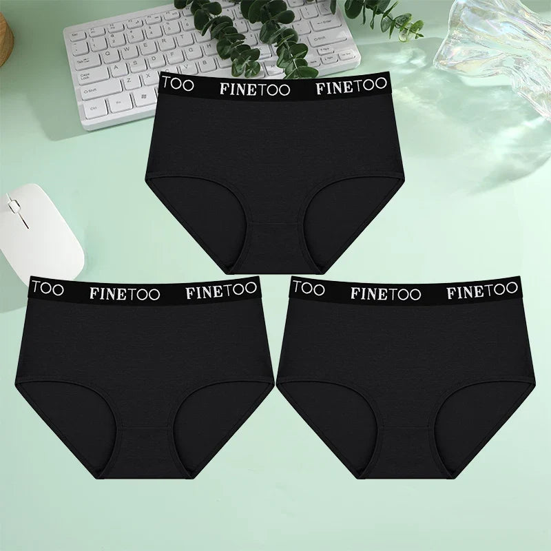 Finetoo 3Pcs/Set Women's Seamless Cotton Briefs Women Plus SizePanties Breathable Underwear Female Low Waist Soft Lingerie S-XXL