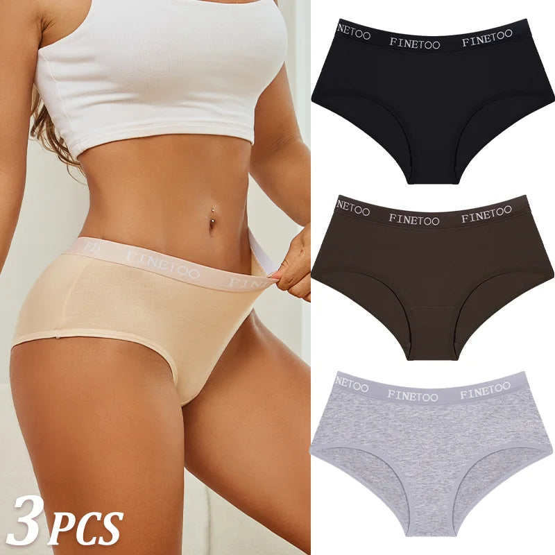 3Pcs Women's Cotton Briefs Letter Belt Underwear Women Panties Sexy Breathable Briefs Female Stretch Ladies Soft Lingerie