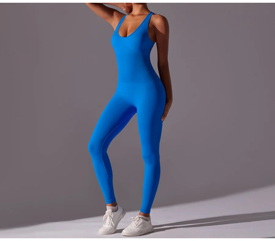 Seamless One-Piece Yoga Jumpsuit Women Fitness Sports Overalls Dance Workout Set Stretch Bodysuit Gym Clothes Push Up Sportswear