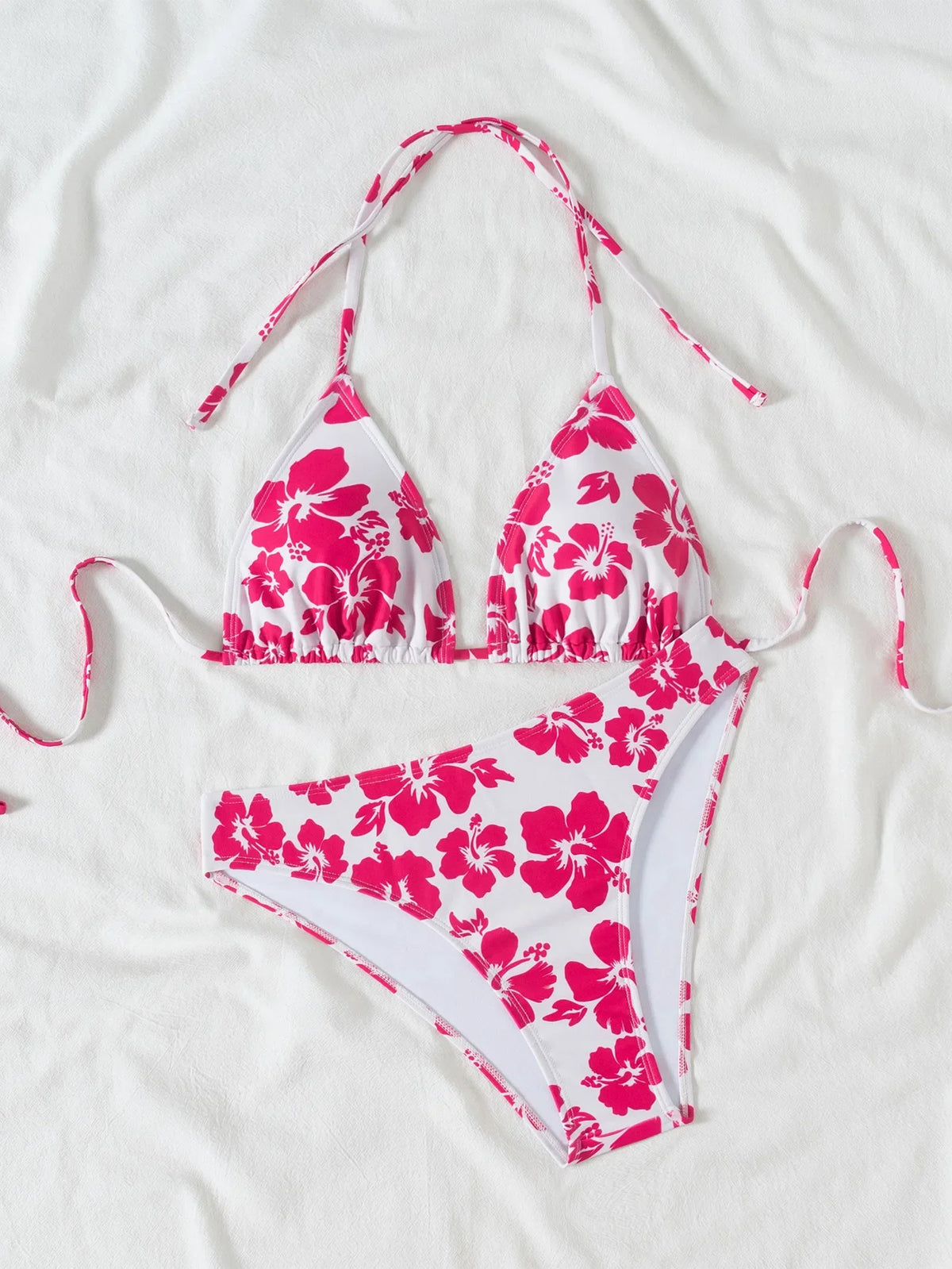 2025 New Women's Black Ground White Dot Printed Swimsuit Halter Neck Low Waist Bikini Set For Summer Female Swimwear Brazilian