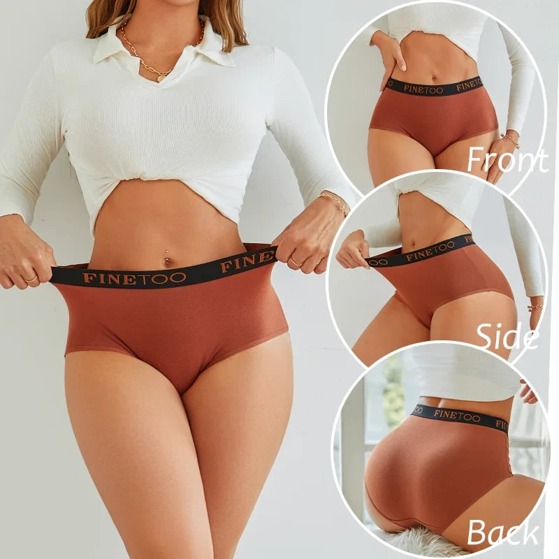 Finetoo 3Pcs Women's Seamless Cotton Briefs Women Plus SizePanties Breathable Underwear Female Low Waist Soft Lingerie S-XXL
