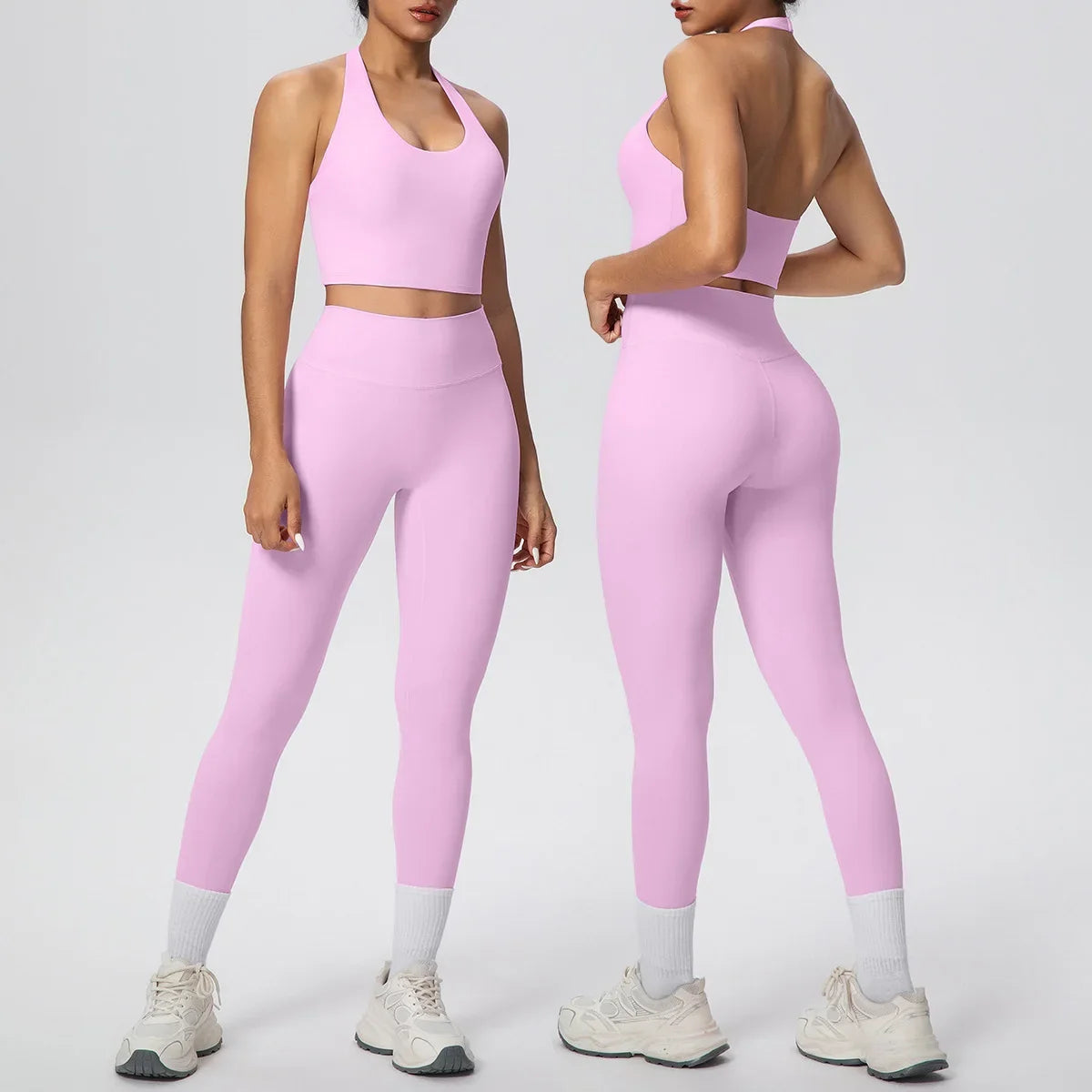 Yoga Clothing Set Women's High Waisted Leggings and Top 2 Piece Seamless Fitness Exercise Clothing Gym Sportswear Tracksuits