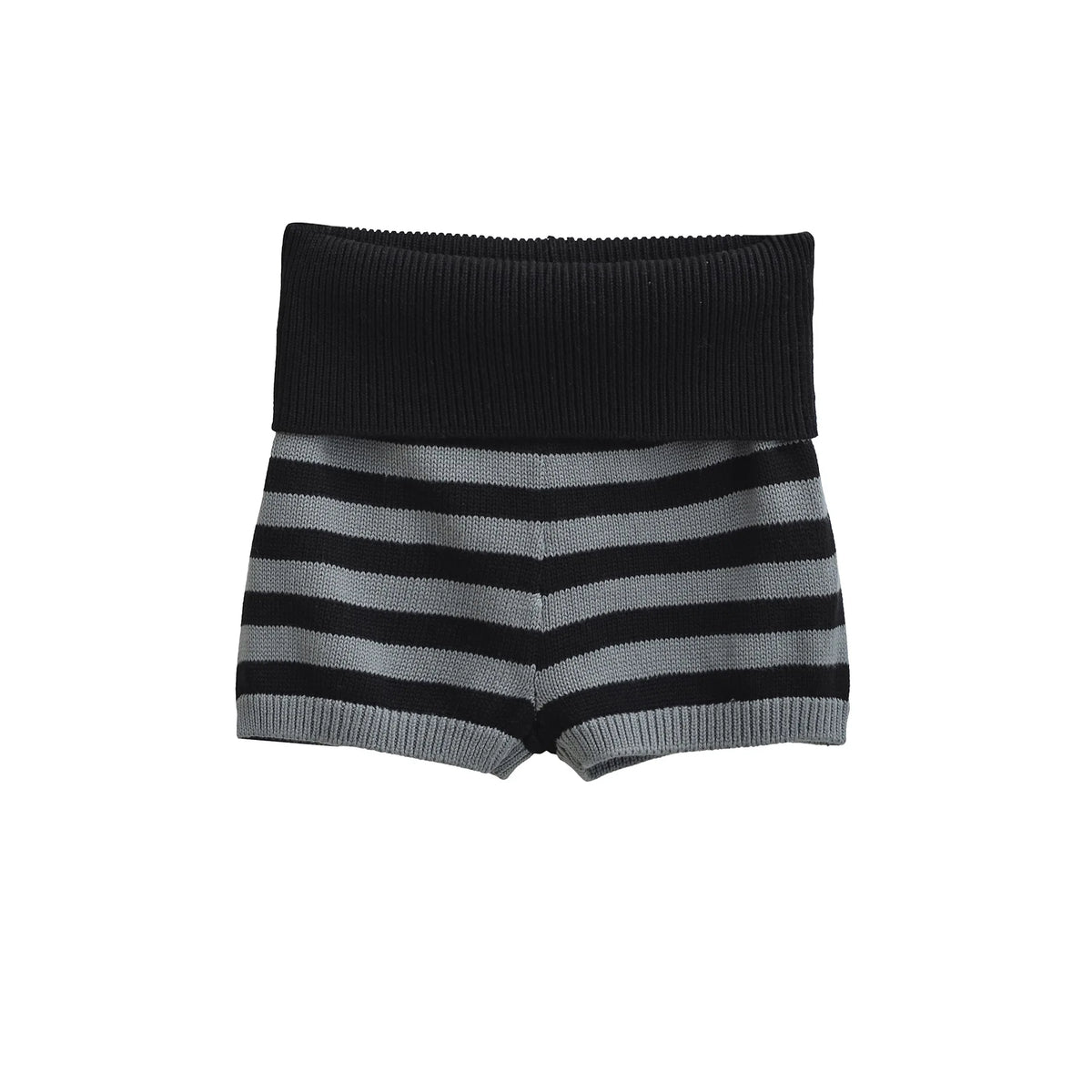 Spring Striped Knitted Shorts Fashion Striped Elastic Waist Versatile Straight Casual Knitted Shorts For Woman Fashion 4Z0M
