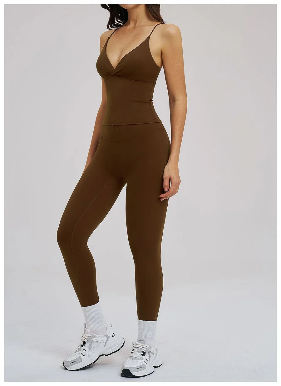 2PCS Yoga Suit Sports Set Women Fitness Quick-Drying Gym Tracksuit Running Nude Feeling Workout Outfit Sport Bra Leggings Suit