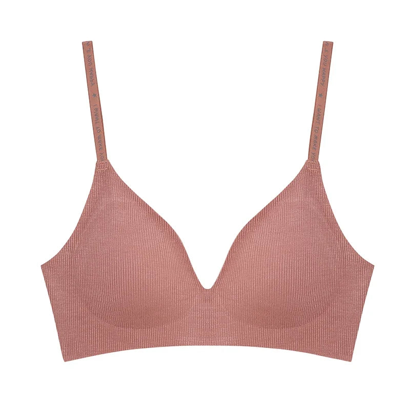 Deep V Knitting Bra Women Wireless Bras Sexy Padded Bralette Ladies Comfortable Brassiere Female Soft Underwear 6 Colors 2023