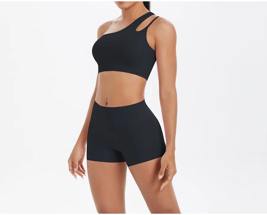 2PCS Yoga Set Women Gym Sports Suits Fitness Bra Crop Top Workout Clothes Female Athletic Wear Push Up Shorts Sportswear