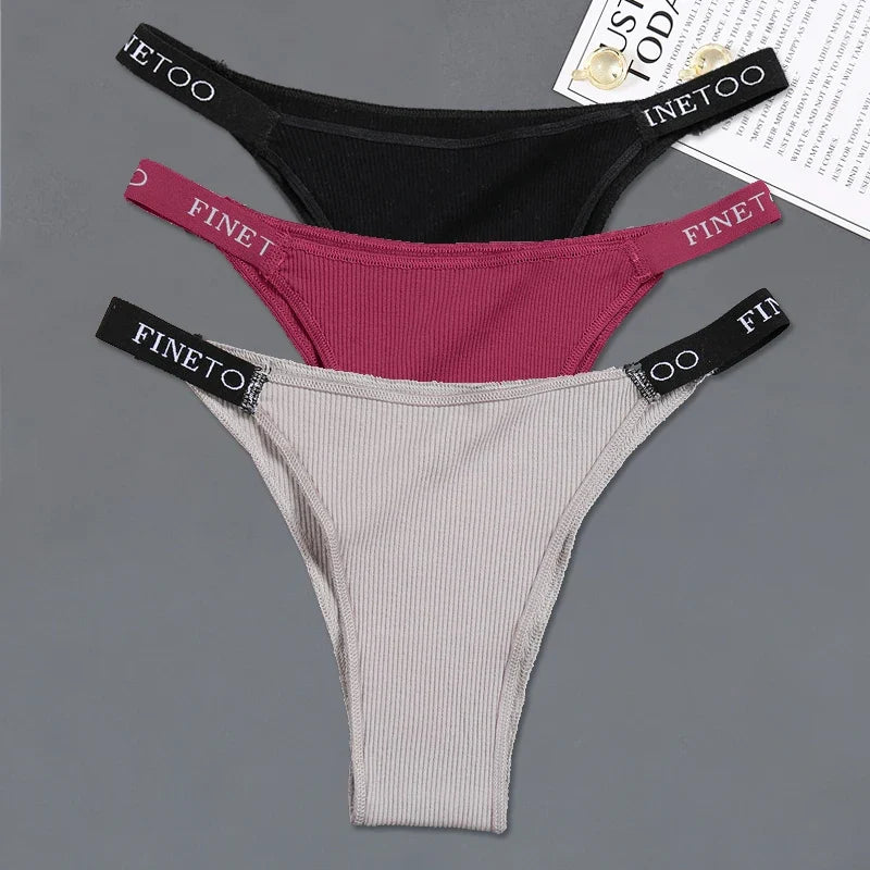 3Pcs/set Low Waist Brazilian Panties Women Cotton Bikini Panties M-XL Lady Comfortable Underwear Female Soft Underpants Lingerie