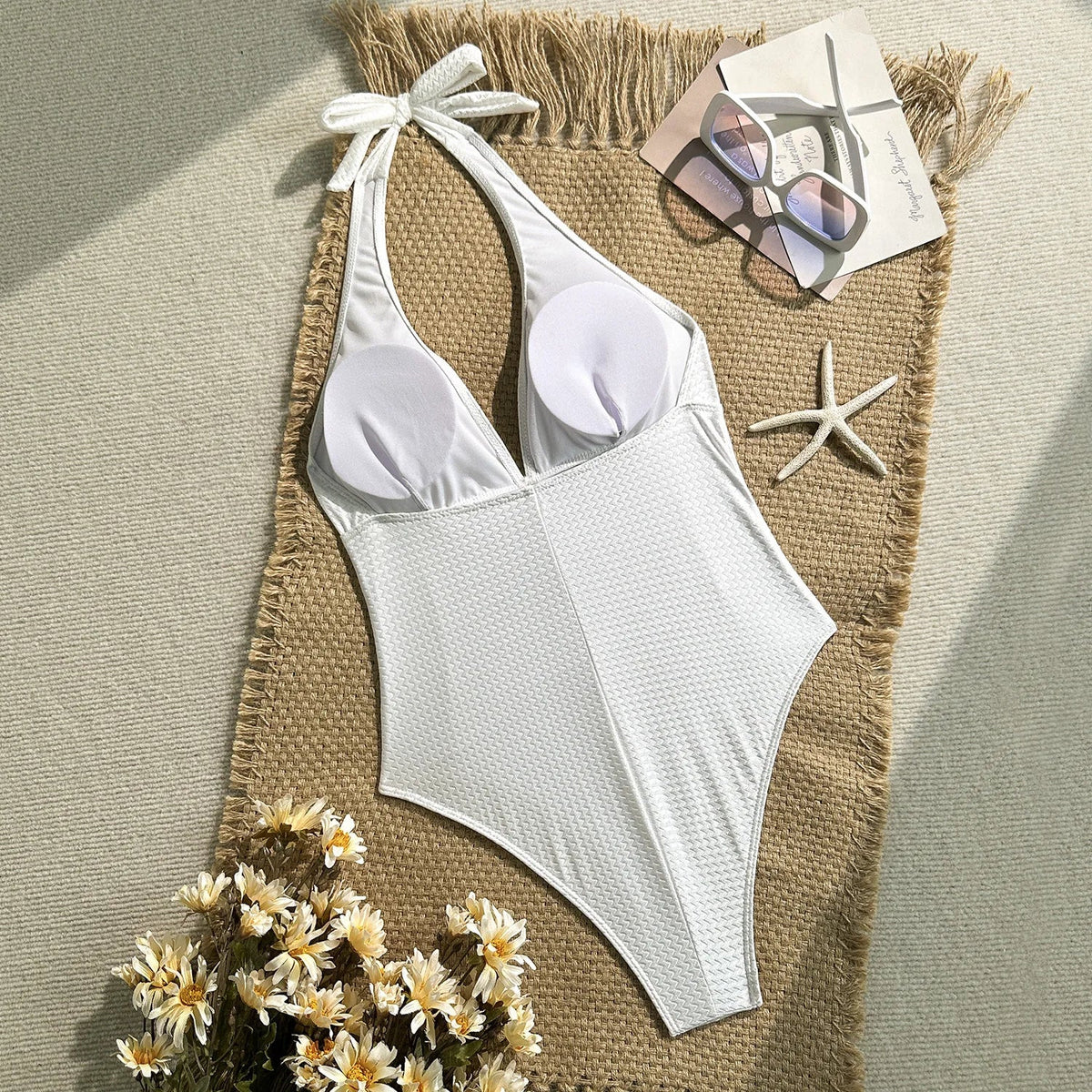 New Deep V Neck One Piece Swimsuit 2026 Women Orange White Pleate Tummy Control Swimwear Beach Holiday Bathing Suit Monokini