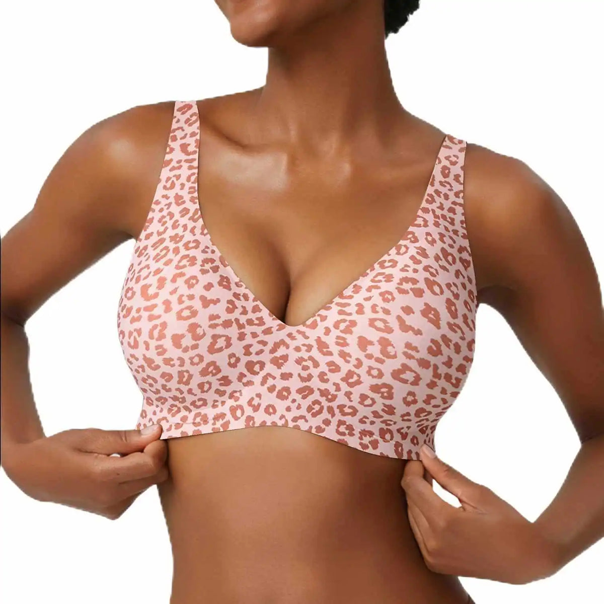 Custom made-2-Row Hook Leopard Print Bra Underwear