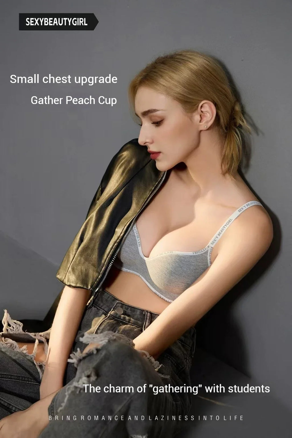 Deep V Knitting Bra Women's Underwear Small Chest Sexy Push Up Lingerie Seamless Bra for Women Bra Thick Bralette 32-38AB