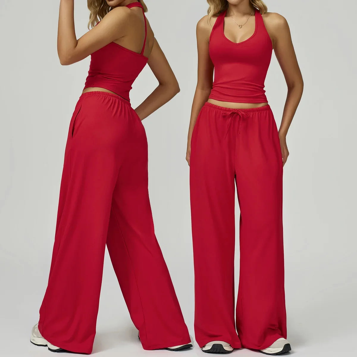 New Women Yoga Set 2/3 Pieces Long sleeves Workout Tracksuit Sportswear Gym Clothing Wide-leg sport pants Fitness Sports Suit