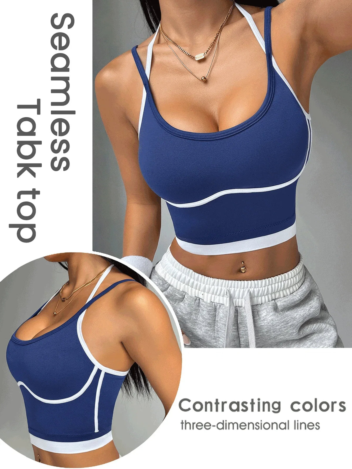 Color blocking non steel ring beautiful back sports vest for women's outdoor wear, fitness running, shock-absorbing gathering, s