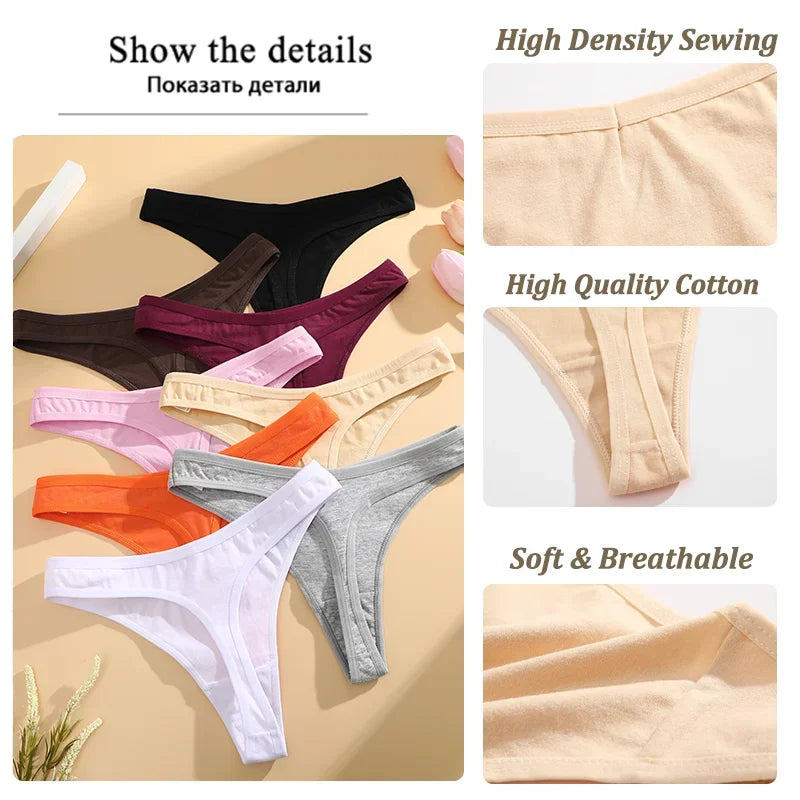 5Pcs Women Sexy Cotton Thongs Female Bikini Panties G-String Underwear Thongs Striped Panties Female Underwear T-Back Intimat