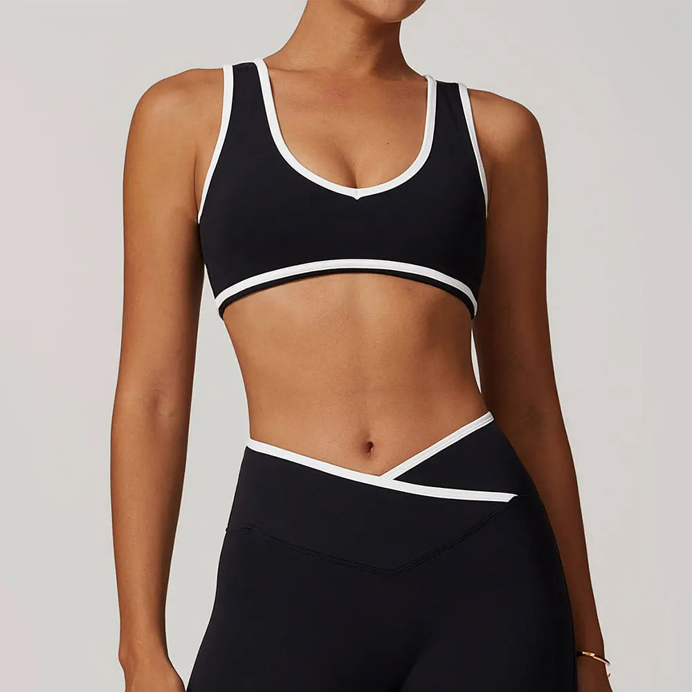 Sports Underwear Women Top Push Up Fitness Yoga Bra Color Blocking Workout Bra Gym Sport Tops For Women Breathable Running Vest