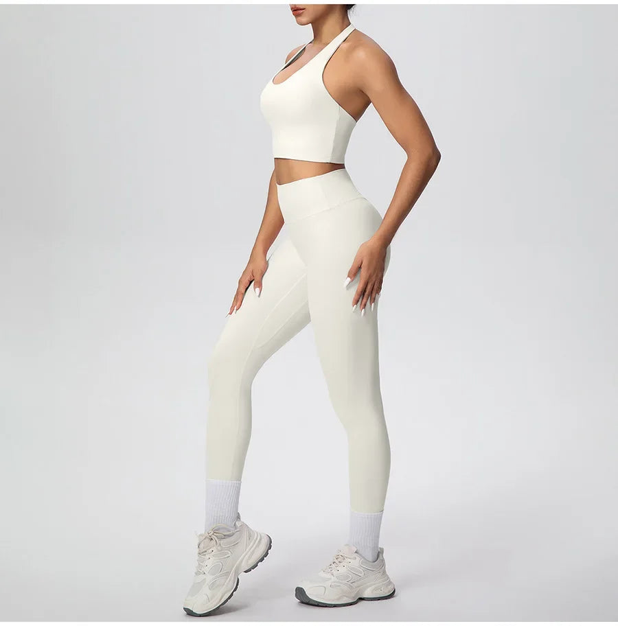 Yoga Clothing Set Women's High Waisted Leggings and Top 2 Piece Seamless Fitness Exercise Clothing Gym Sportswear Tracksuits