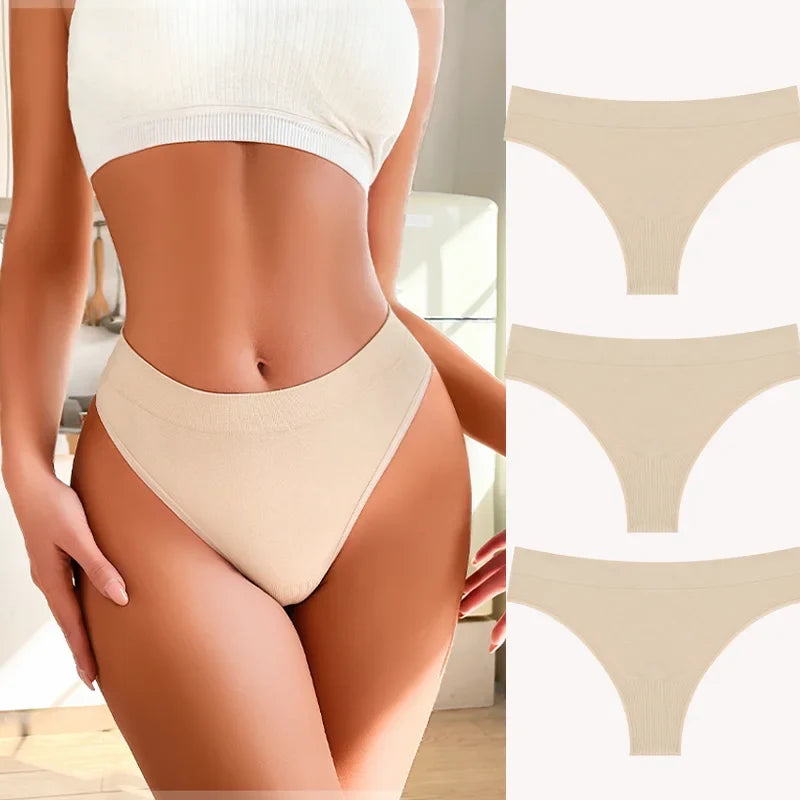3PCS Seamless Women's Lingerie Female Thongs Sexy Underwear Low-Rise Underpant Women's Panties Intimates Bikini Briefs S-XL