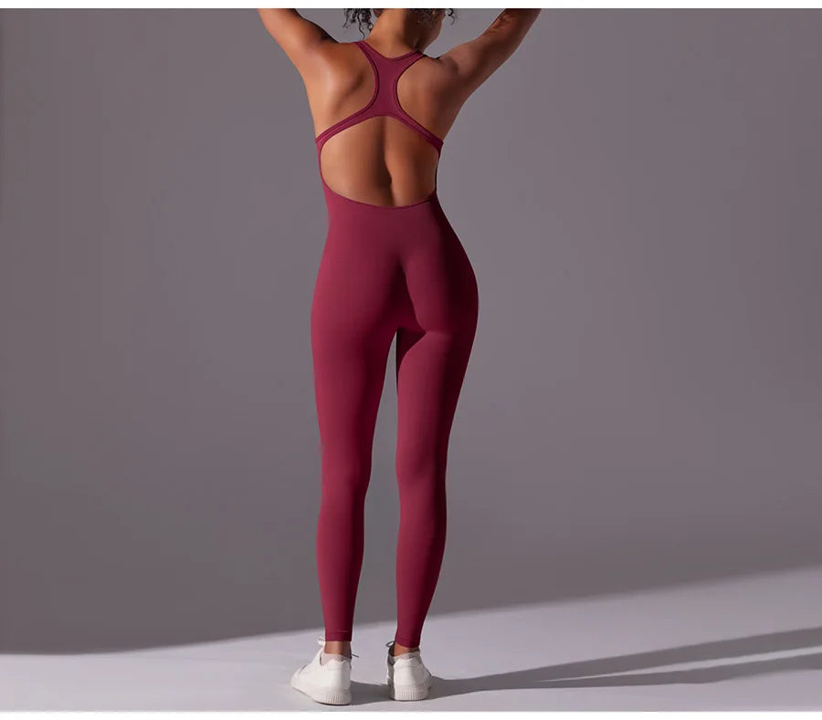 Seamless One-Piece Yoga Jumpsuit Women Fitness Sports Overalls Dance Workout Set Stretch Bodysuit Gym Clothes Push Up Sportswear