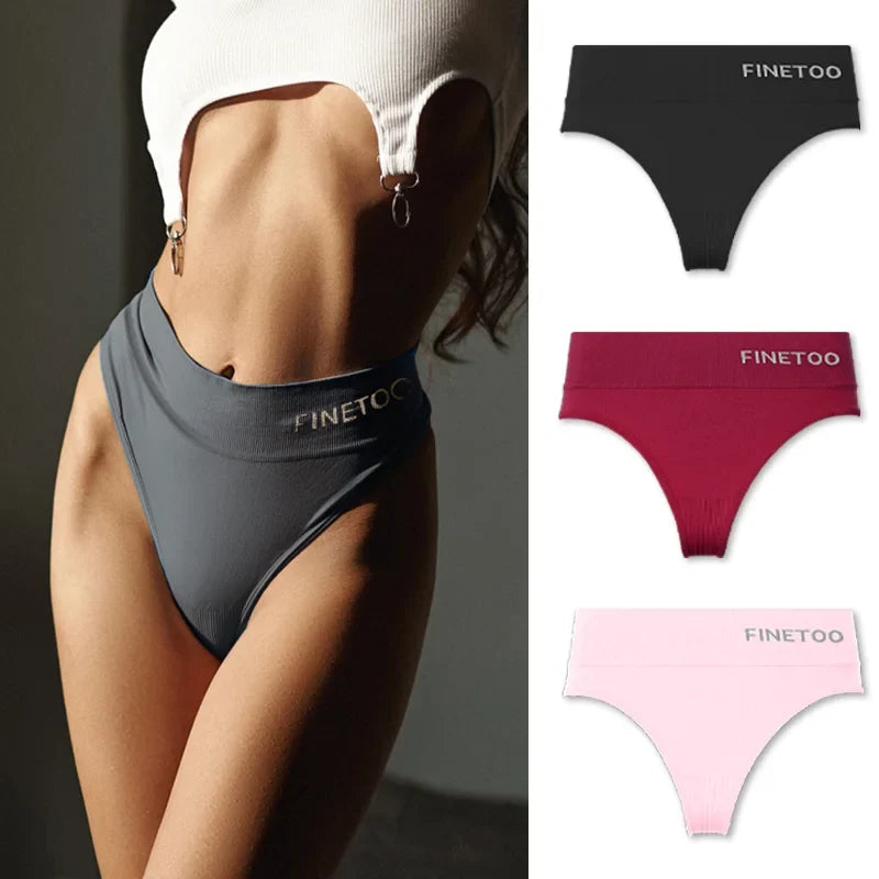 3Pcs M-2XL Seamless Thongs Women High Waist G-string Ladies Comfortable Bikini Panties Thong Underpants Girls Underwear Lingerie