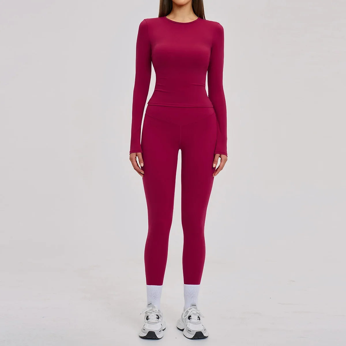New Yoga Set 2PCS Gym Clothes Workout Outfits Women Long-sleeved T-shirt Sportswear Tracksuits Fitness Sports Vest Gym Leggings