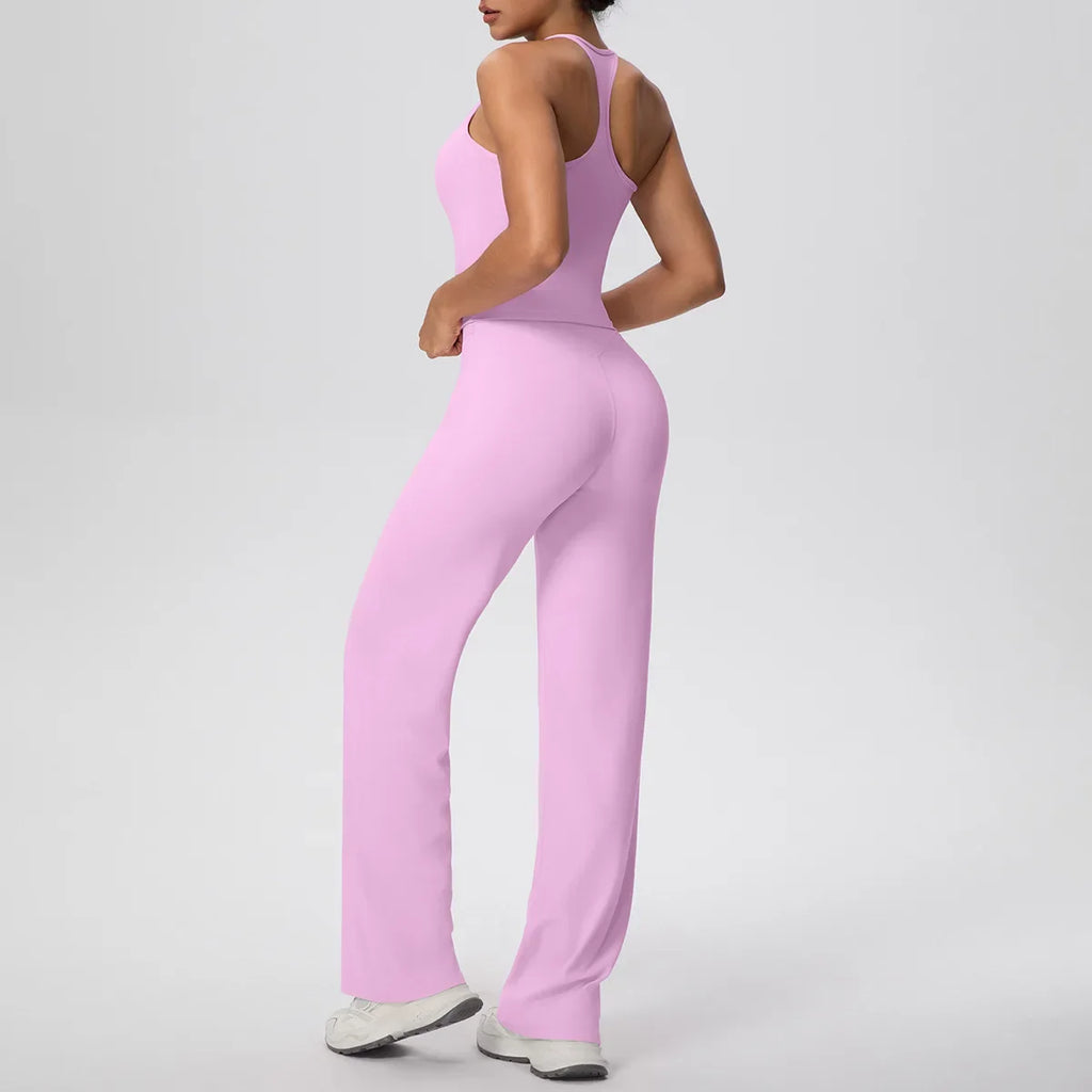 Yoga Set 2PCS Women Tracksuit Nude Feeling Workout Sets Gym Clothes Push Up Fitness Running Sportswear Sport Vest Leggings Suit