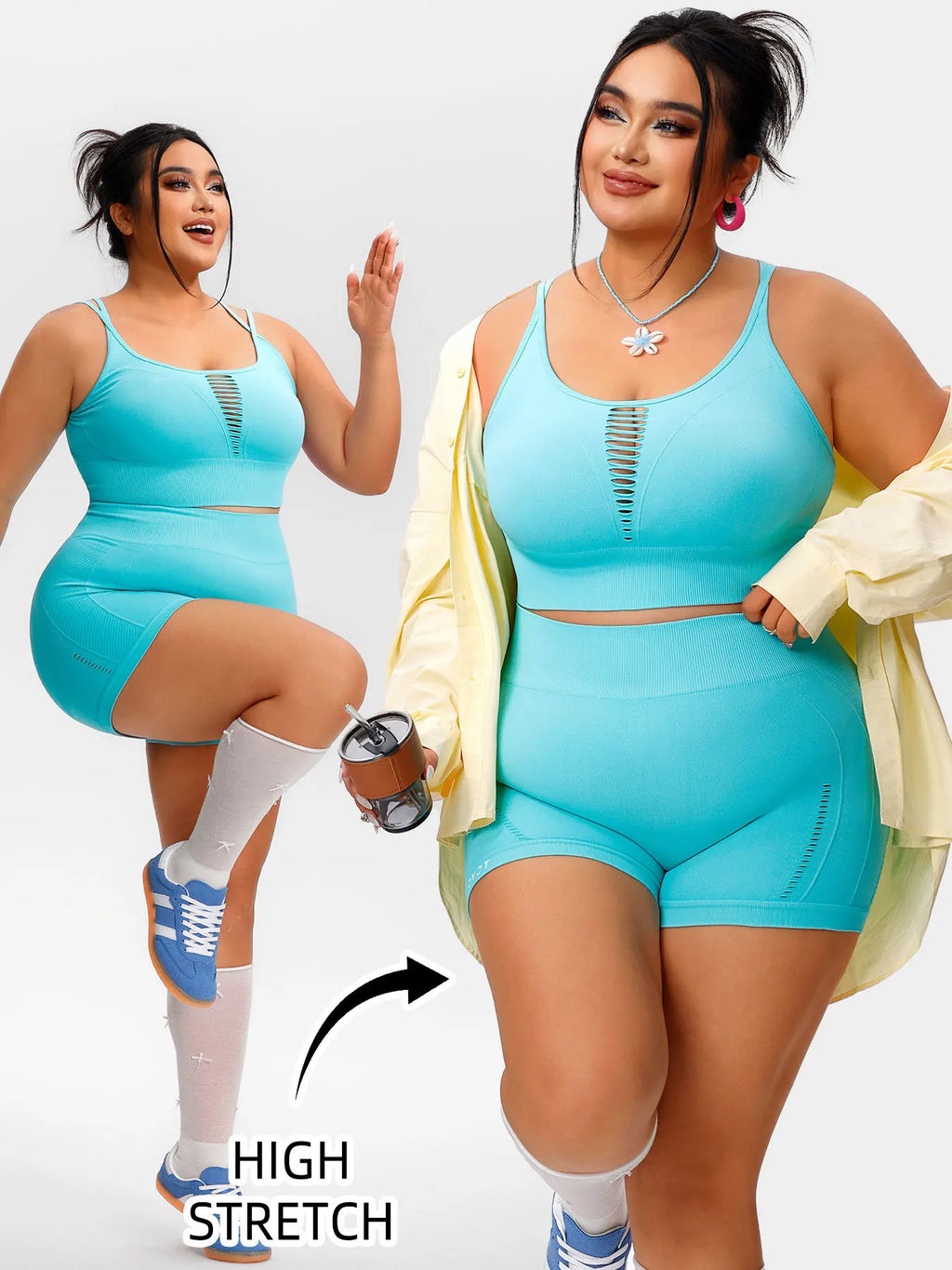 Plus Size Pilates Fitness Underwear Sports Vest Yoga Outfit Set For Women Shorts Sets Tracksuits Sweat Suits