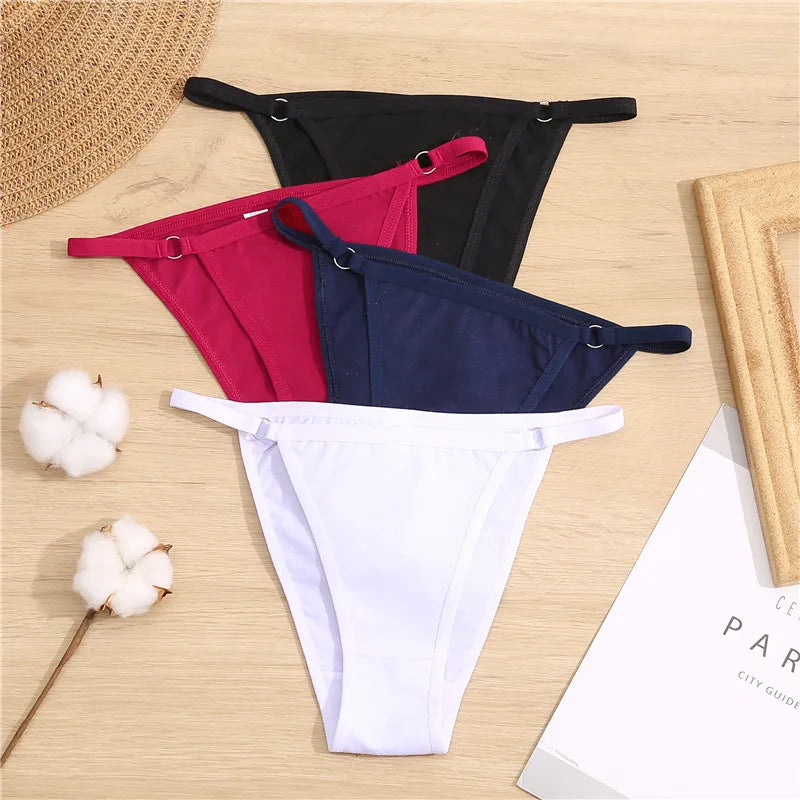 4Pcs/Set Women's Cotton Panties 3Pcs/set Sexy Low Waist Briefs M-2XL Comfortable Underwear Female Soft Color Underpants Lingerie