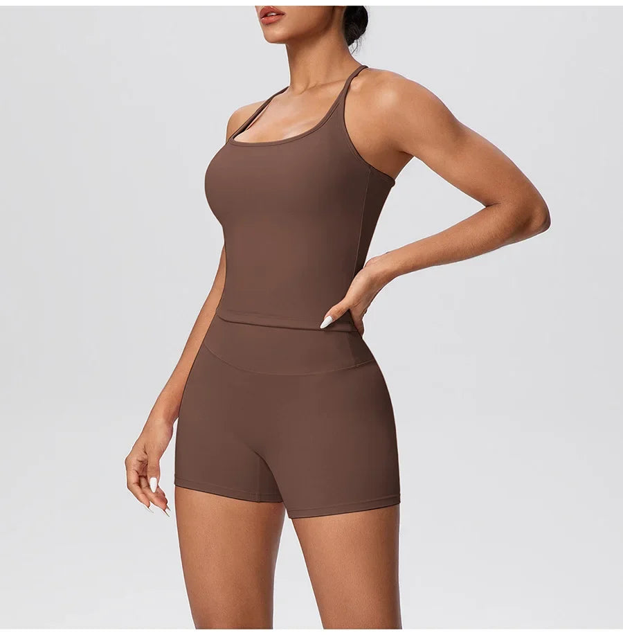 New 2Pcs Yoga Sets Naked Feel Women Workout Fitness Gym Clothes High Waist Yoga Shorts And Sports Bra Impact Shorts Workout Sets
