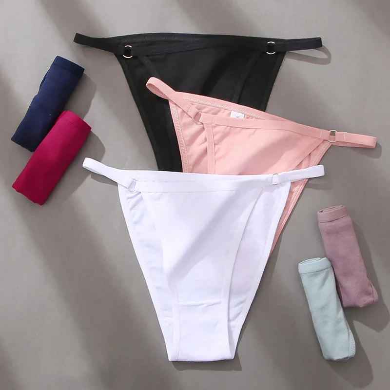 4Pcs/Set Women's Cotton Panties 3Pcs/set Sexy Low Waist Briefs M-2XL Comfortable Underwear Female Soft Color Underpants Lingerie
