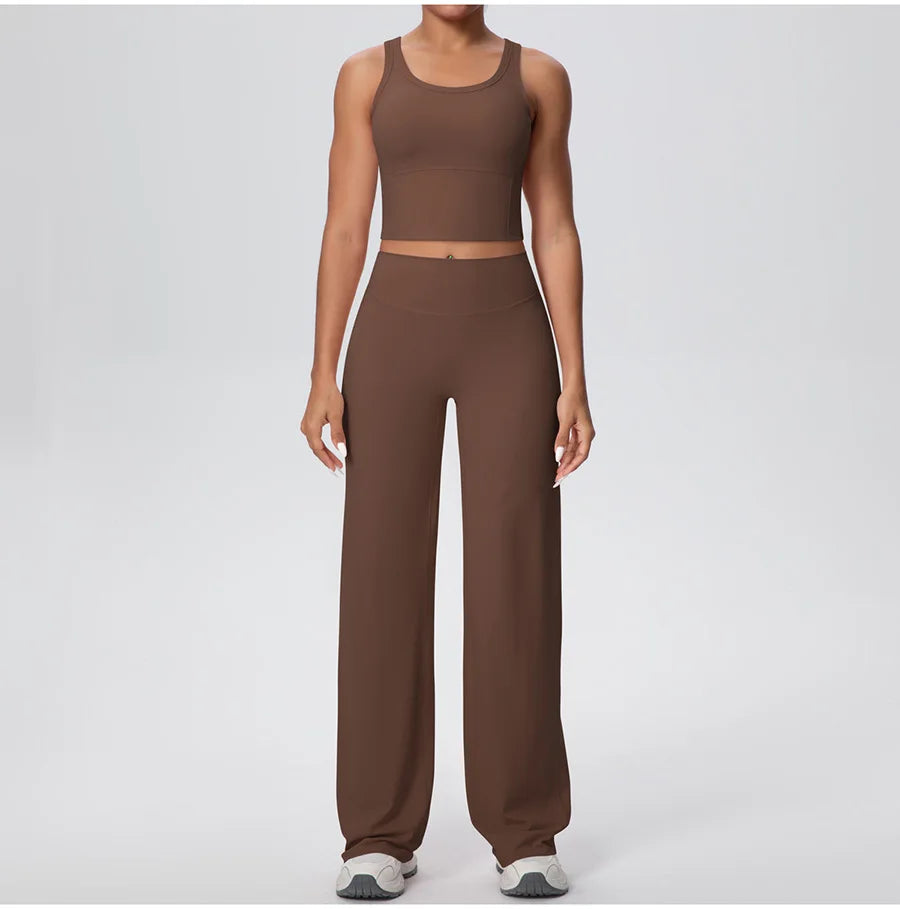 2PCS Yoga Set Women Tracksuit Nude Feeling Workout Sets Gym Clothes Push Up Fitness Running Sportswear Sport Straight tank suit