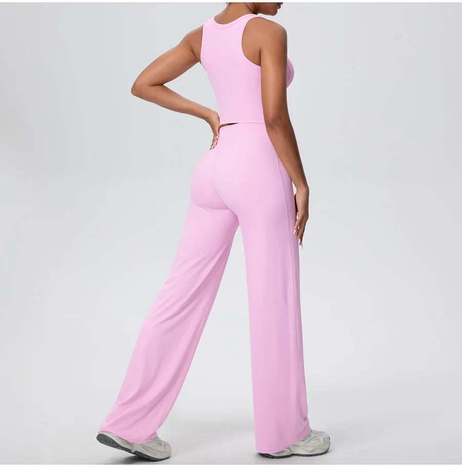 2PCS Yoga Set Women Tracksuit Nude Feeling Workout Sets Gym Clothes Push Up Fitness Running Sportswear Sport Straight tank suit