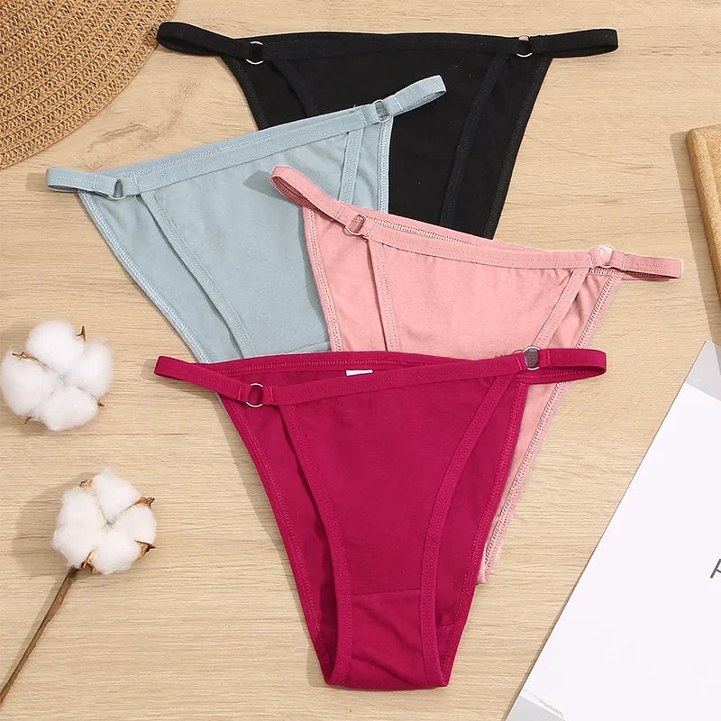 4Pcs/Set Women's Cotton Panties 3Pcs/set Sexy Low Waist Briefs M-2XL Comfortable Underwear Female Soft Color Underpants Lingerie