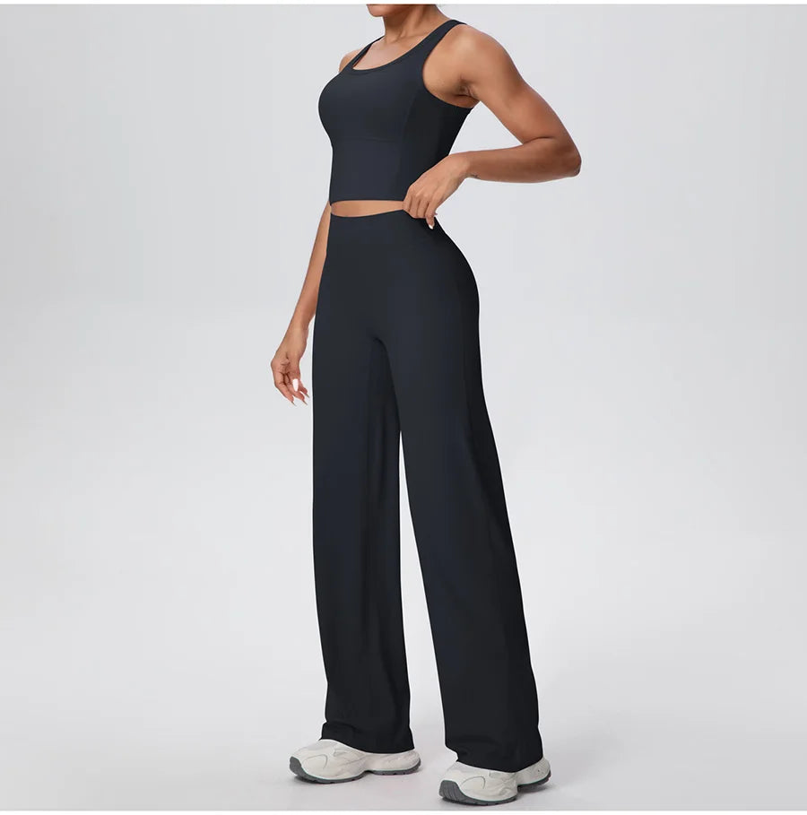 2PCS Yoga Set Women Tracksuit Nude Feeling Workout Sets Gym Clothes Push Up Fitness Running Sportswear Sport Straight tank suit