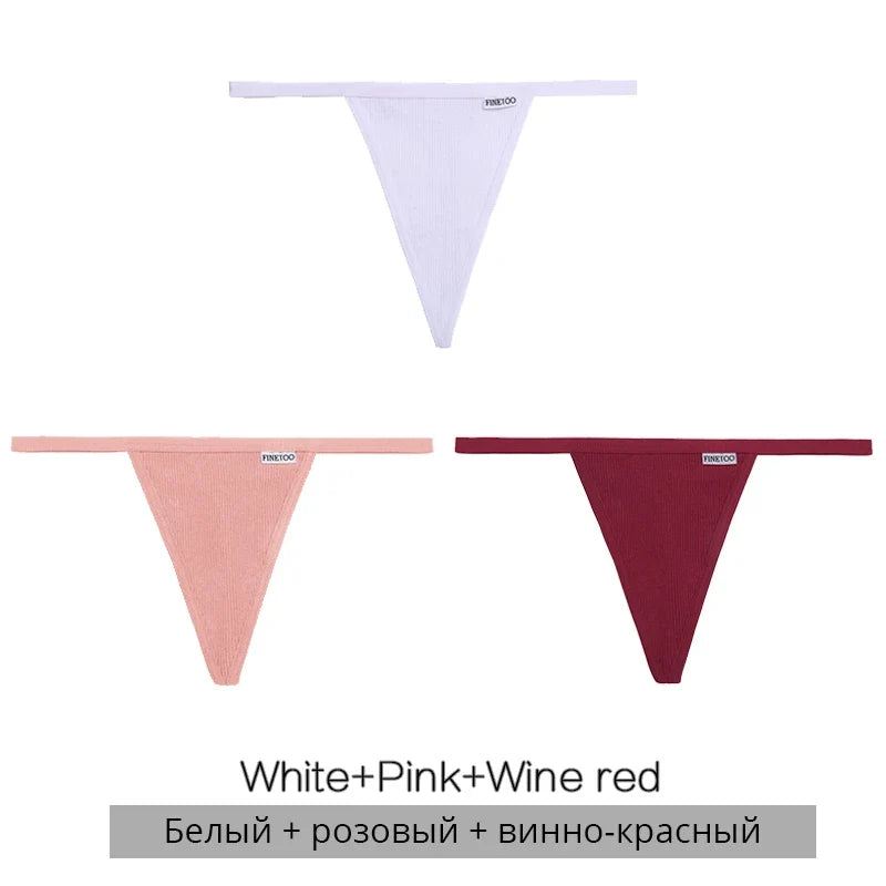 3Pcs/set Cotton Thongs M-XL Sexy Bikini Panties Women T-Back Underpants Girls Low Waist G-string Underwear Female Lingerie 2022