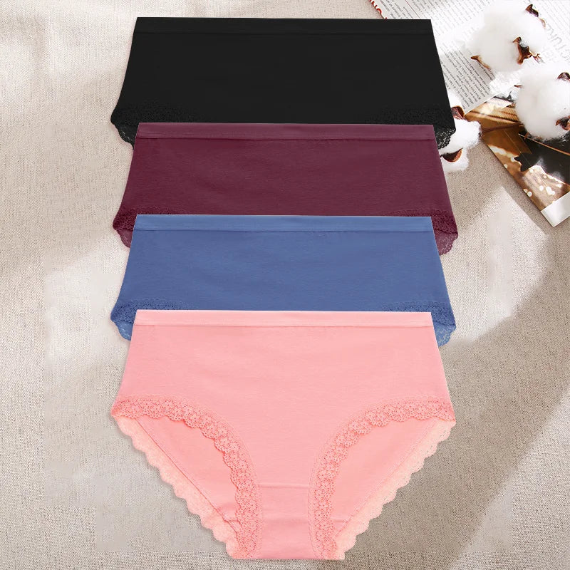 4Pcs/Set Women's Cotton Briefs Women Seamless Panties Solid Color Breathable Underwear Female Low Waist Soft Lingerie S-XXL