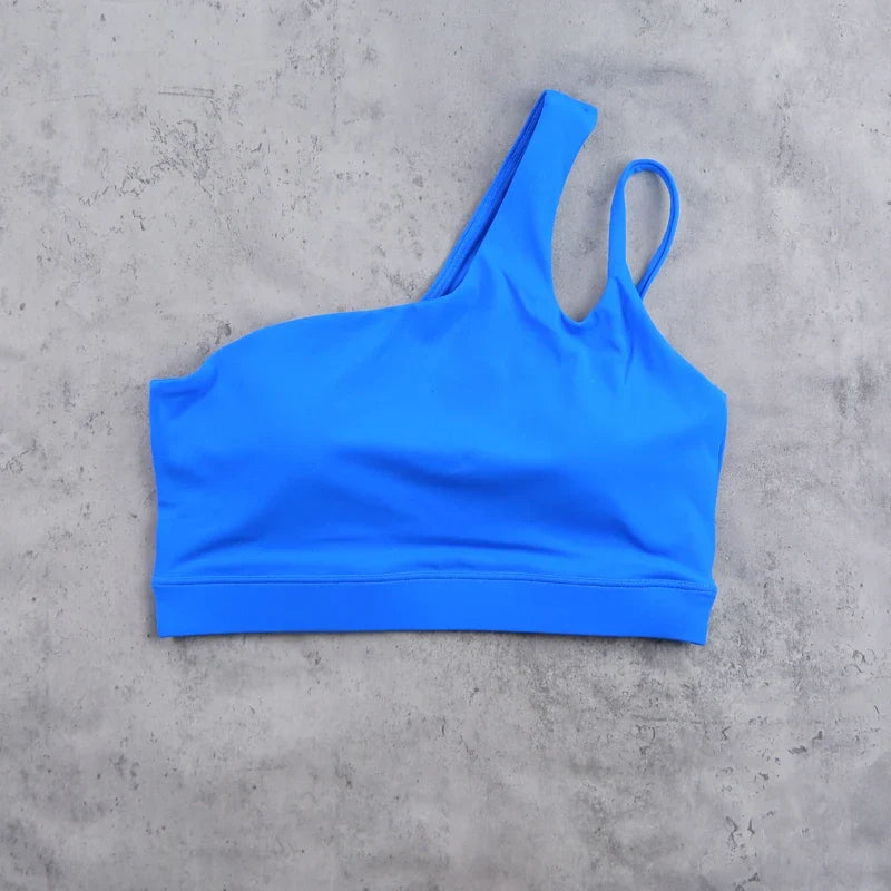 DIA FIT JOY Yoga Sports Bra Single Shoulder Irregular Strap Naked feel Sensation Beautiful Back Design Comfortable Breathable