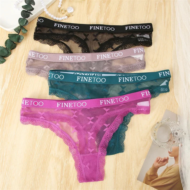 New 3Pcs Lace Thongs Women Floral G-string Underwear Trendy Letter T-Back Underpants Sexy Low Waist Bikini Panties Ladies Panty