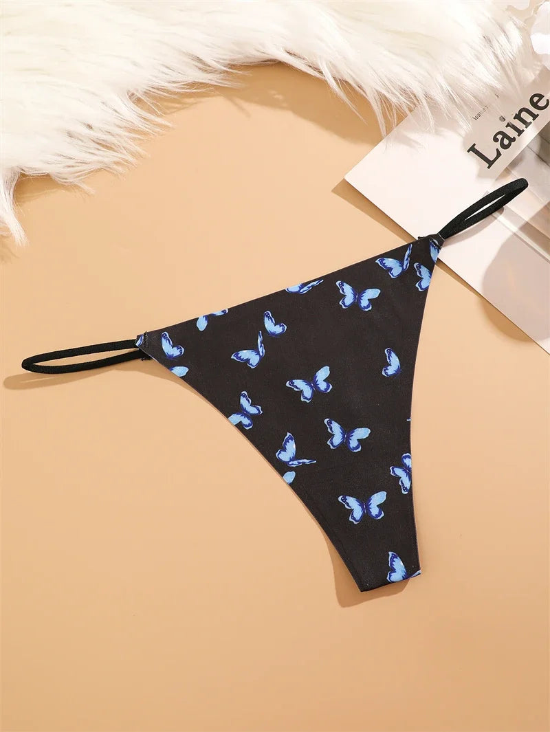 3PCS Women Seamless Leopard Butterfly Panties Sexy Ultra-thin Briefs Female Ice Silk No Trace Underwear Low Rise Soft Lingerie