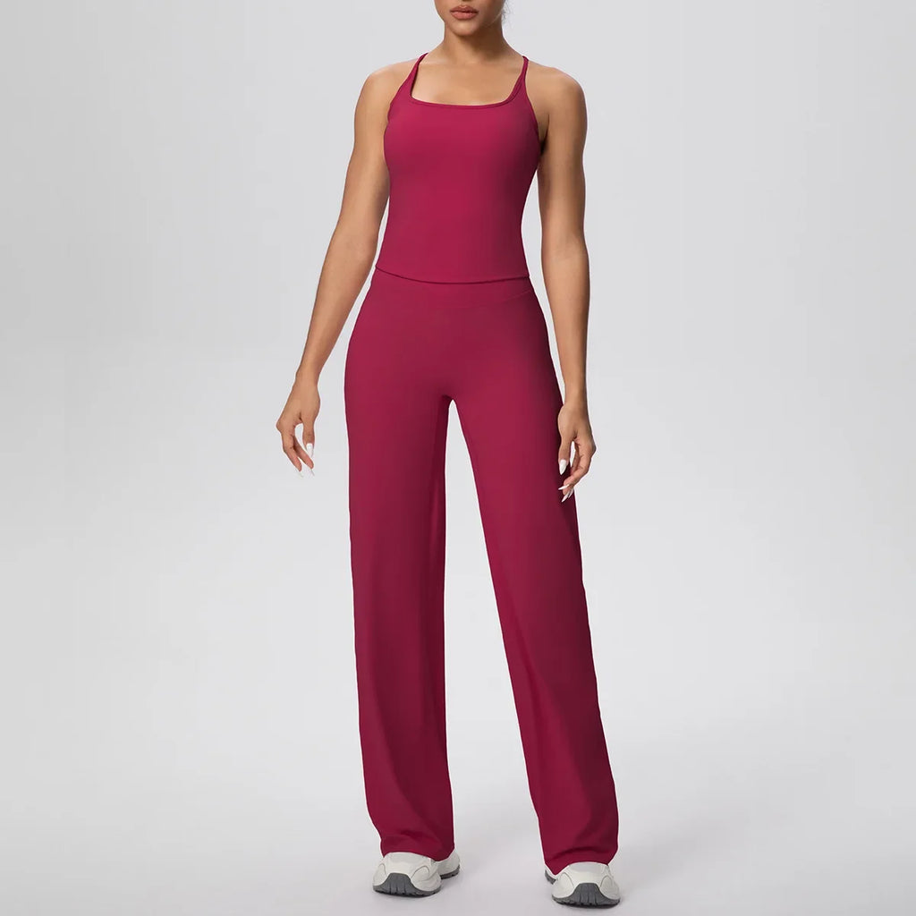 Yoga Set 2PCS Women Tracksuit Nude Feeling Workout Sets Gym Clothes Push Up Fitness Running Sportswear Sport Vest Leggings Suit