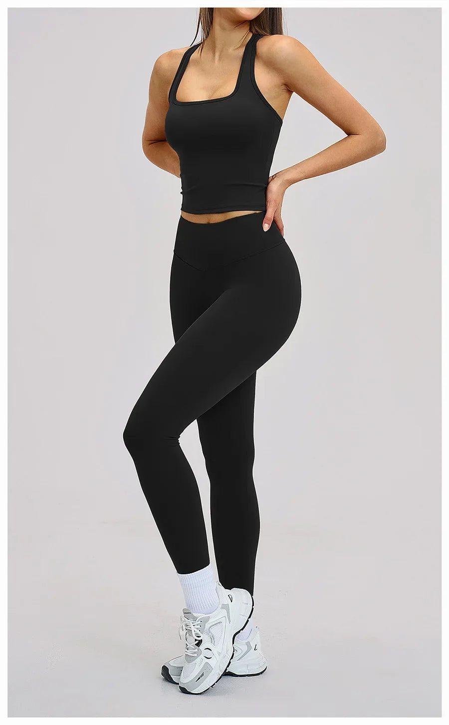 New Yoga Set 2PCS Gym Clothes Workout Outfits Women Long-sleeved T-shirt Sportswear Tracksuits Fitness Sports Vest Gym Leggings