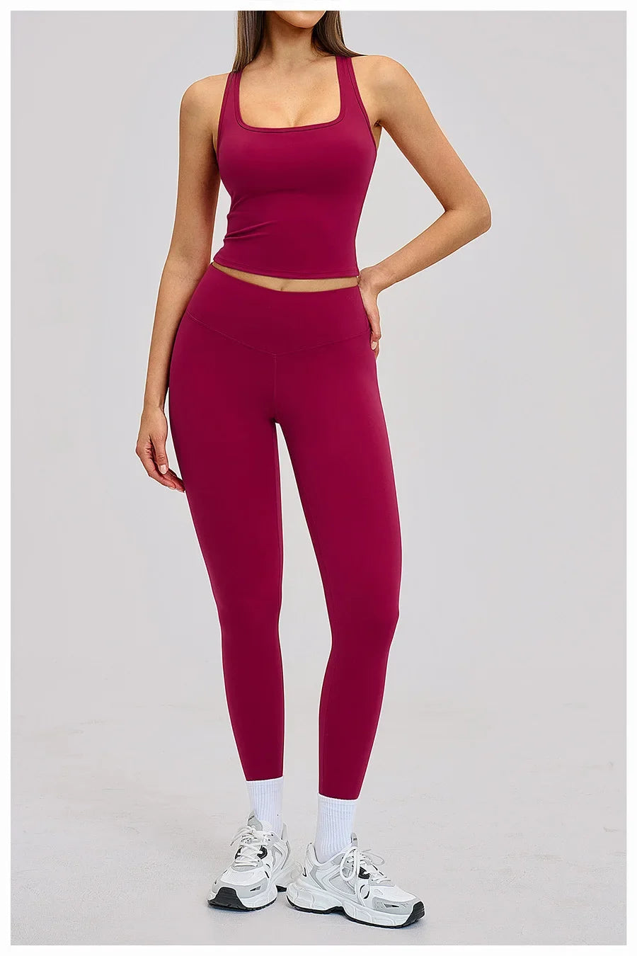 New Yoga Set 2PCS Gym Clothes Workout Outfits Women Long-sleeved T-shirt Sportswear Tracksuits Fitness Sports Vest Gym Leggings