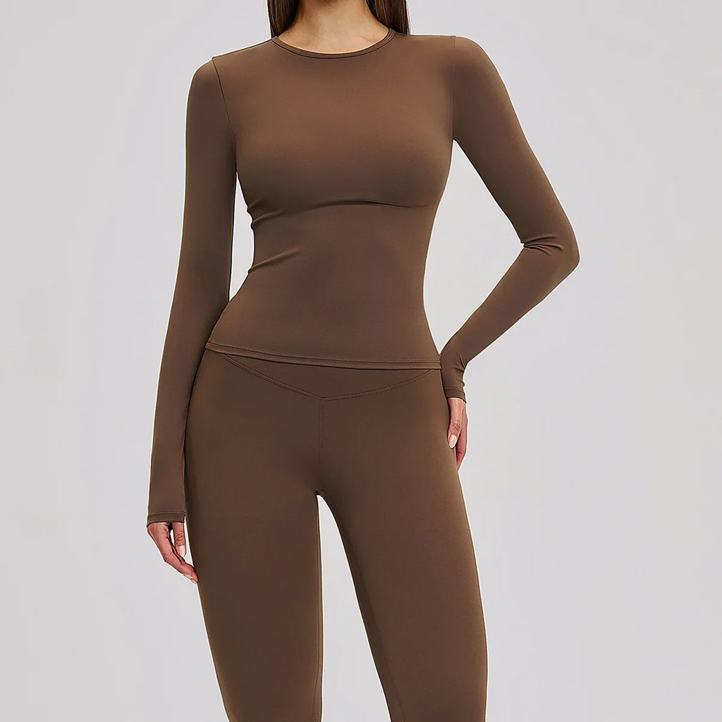 New Yoga Set 2PCS Gym Clothes Workout Outfits Women Long-sleeved T-shirt Sportswear Tracksuits Fitness Sports Vest Gym Leggings