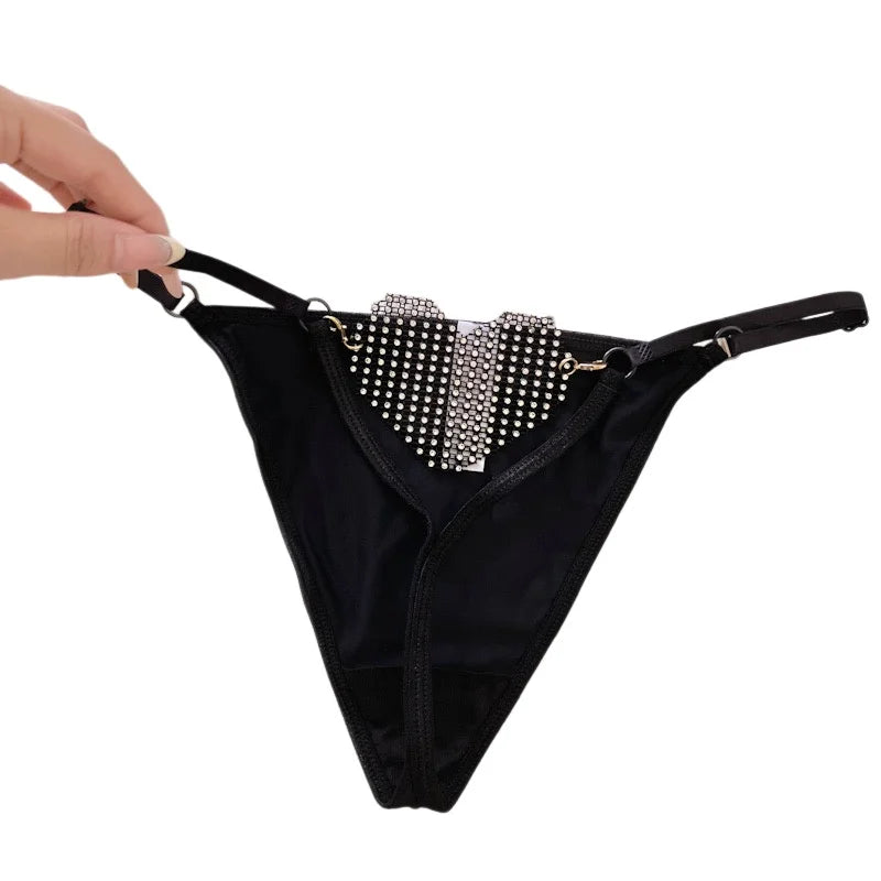 Diamonds Sexy Girls Thong Women Panties Letter Rhinestones G String Briefs Hot Erotic Underwear Low Waist Female Intimates