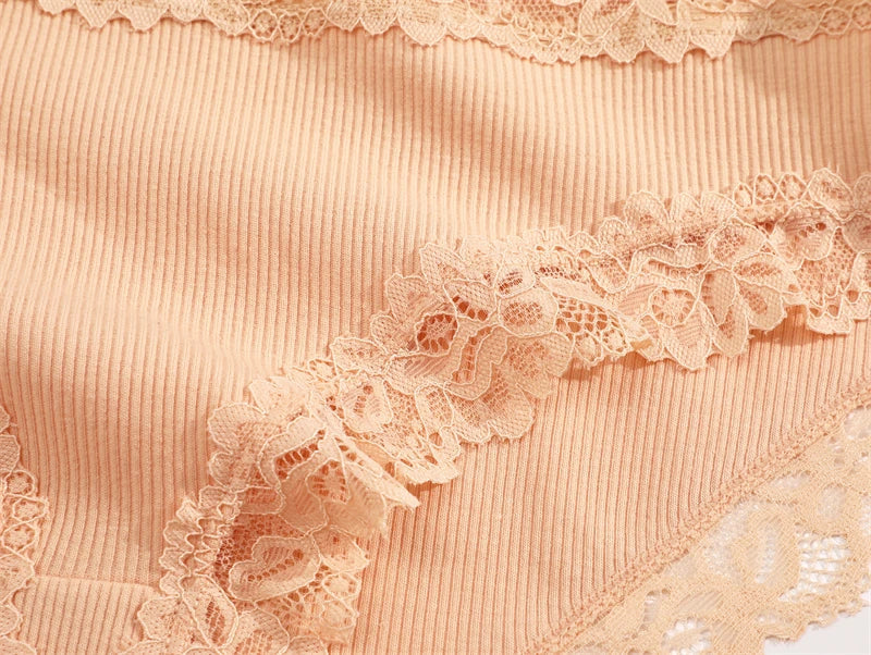 3PCS Sexy Lace Cotton Pants Women Low Waist Panties Underwear S-XL Solid Color Ladies Briefs Lingere Underware Comfortable Women