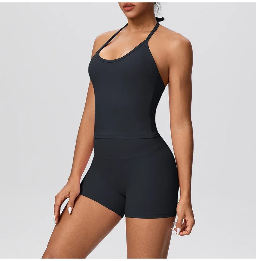 New 2Pcs Yoga Sets Naked Feel Women Workout Fitness Gym Clothes High Waist Yoga Shorts And Sports Bra Impact Shorts Workout Sets